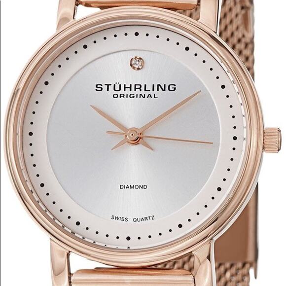 CLASSIC STUHRLING ROSE GOLD MESH WATCH - Picture 7 of 13
